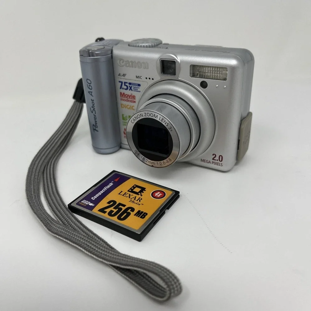 Canon PowerShot A60 2.0MP Digital Camera Silver 256MB CF Card Bundle - FOR PARTs